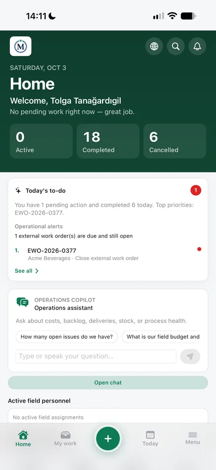 BS Field iOS uygulaması ekran görüntüsü